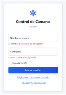 Pantalla de inicio de sesión