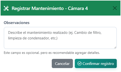 Registro de mantenimiento